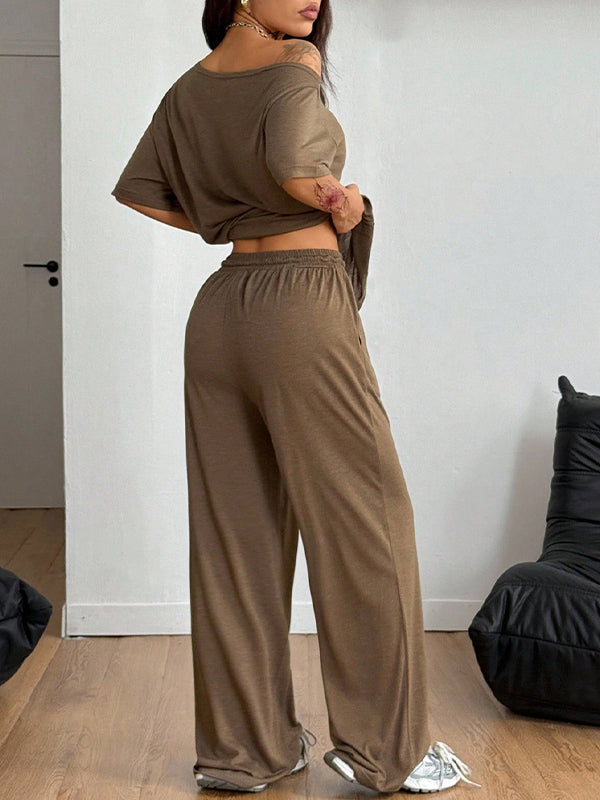 Casual Solid Colours Women'S Set