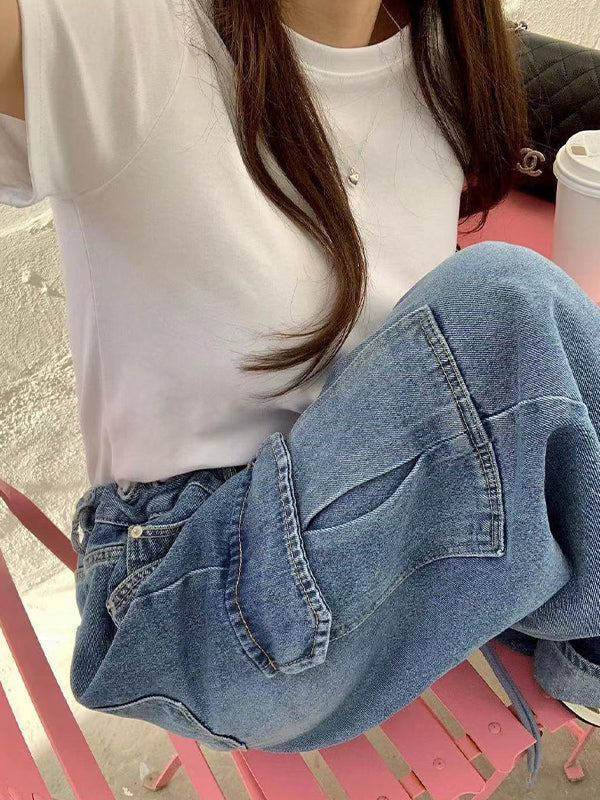 Versatile Drawstring Boyfriend Jeans