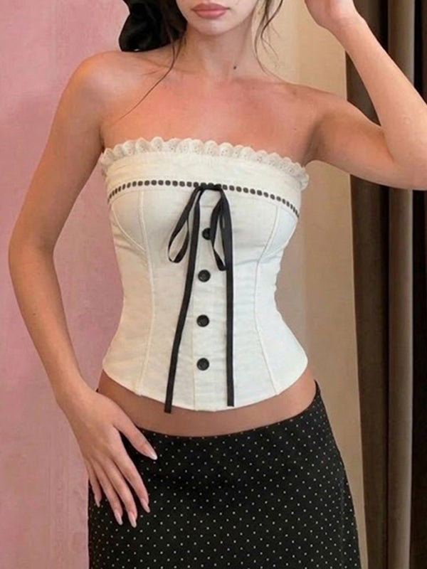 Lace Trim Detailing Bandeau Top