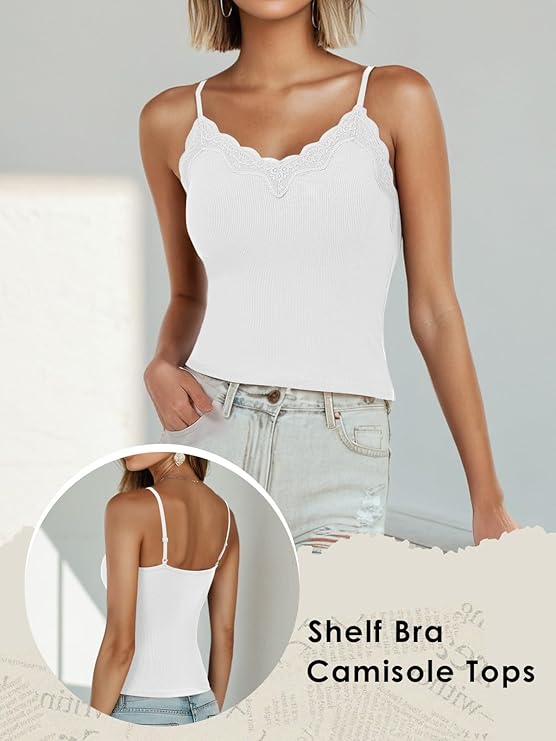 Lace-Trimmed Bra Pads Cami Top