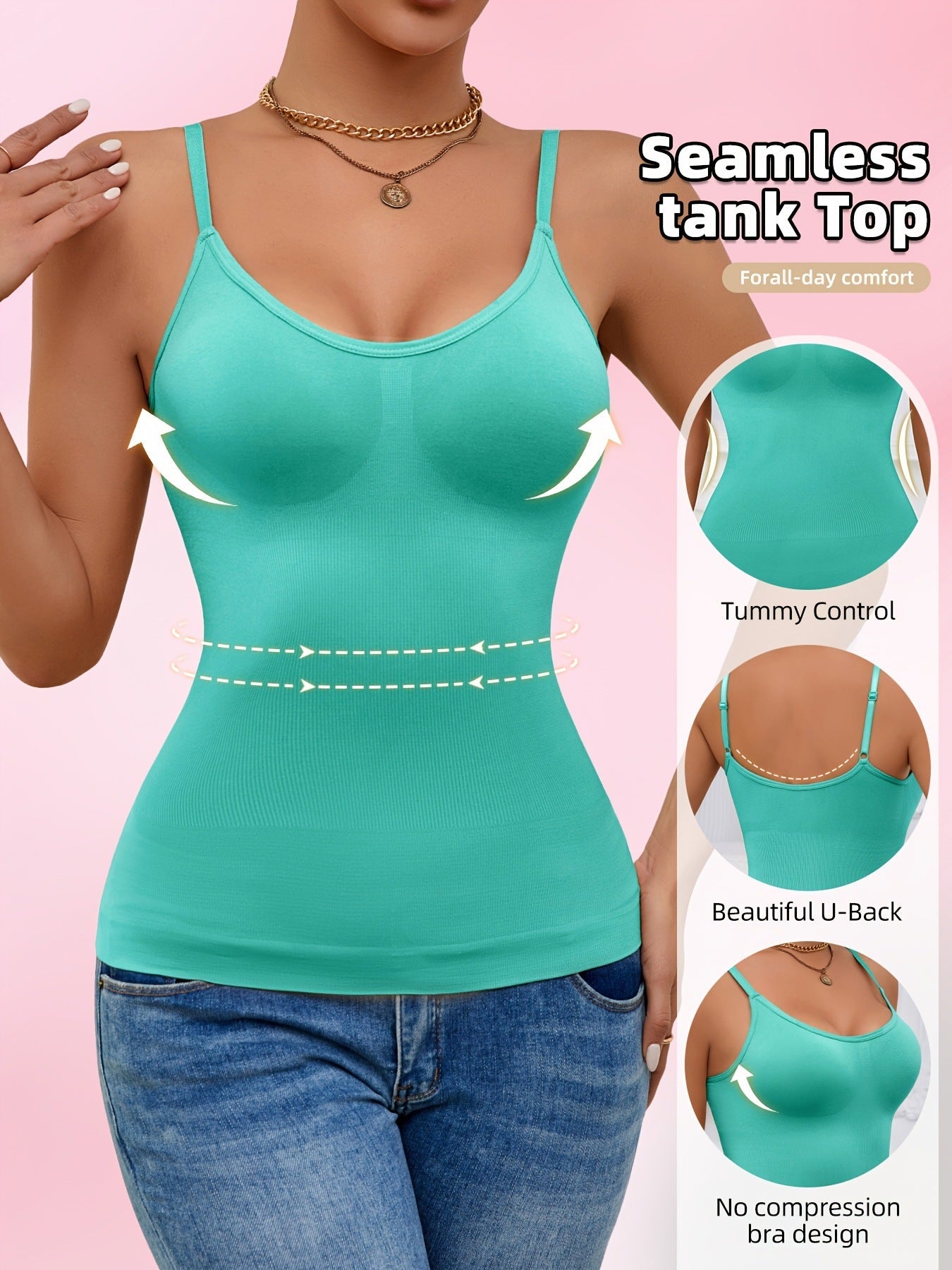 Seamless U-Back Top with Built-in Bra
