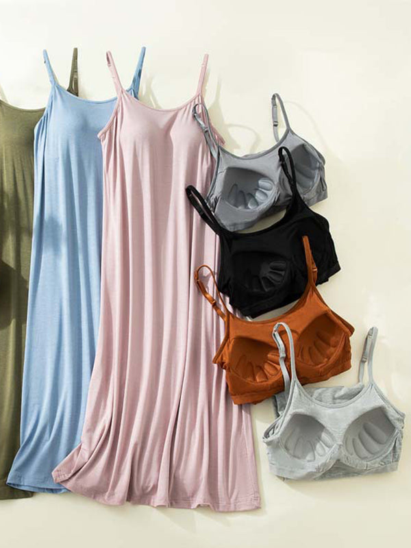 Adjustable Strap Dress Built-in Bra