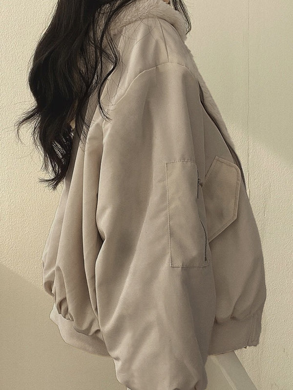 Reversible Oversize Fleece Hooded Jacket