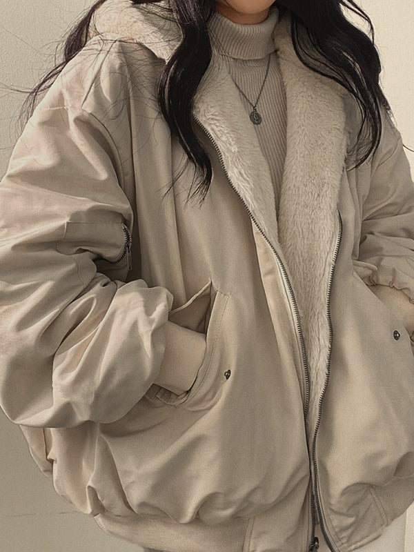 Reversible Oversize Fleece Hooded Jacket
