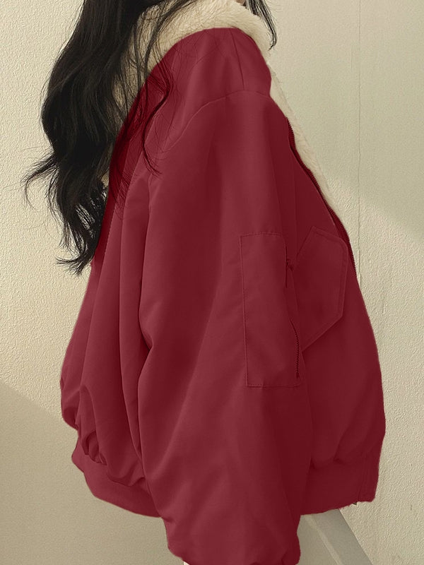 Reversible Oversize Fleece Hooded Jacket
