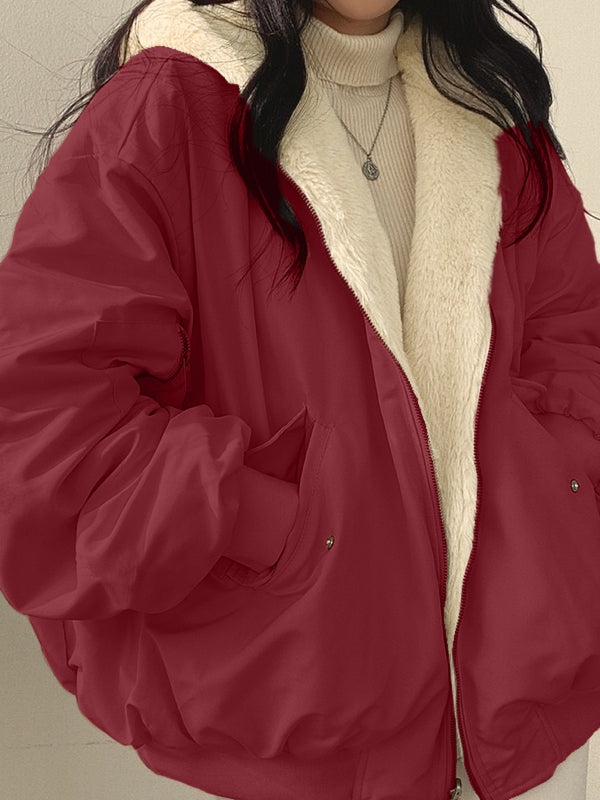 Reversible Oversize Fleece Hooded Jacket