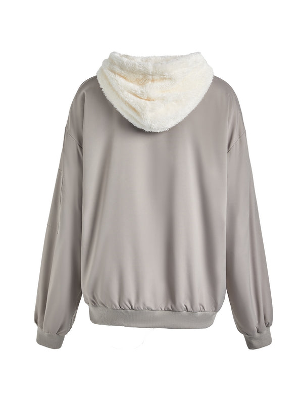 Reversible Oversize Fleece Hooded Jacket