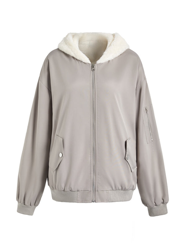 Reversible Oversize Fleece Hooded Jacket