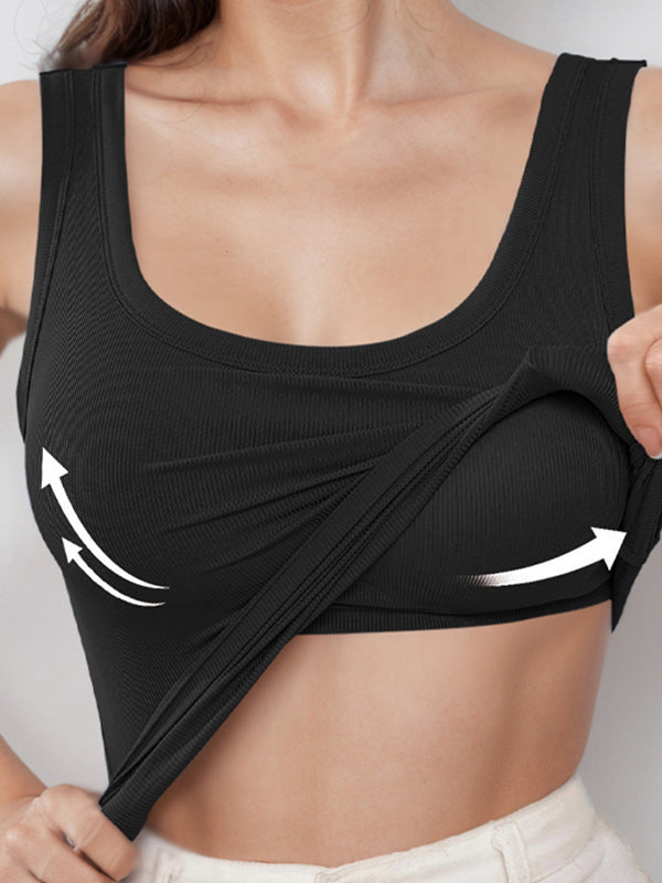 Padded Wide Shoulder Straps Tank Top