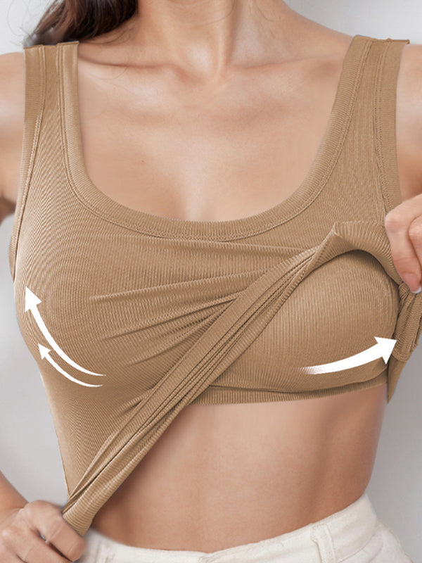 Padded Wide Shoulder Straps Tank Top