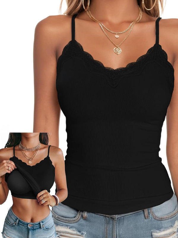 Lace-Trimmed Bra Pads Cami Top