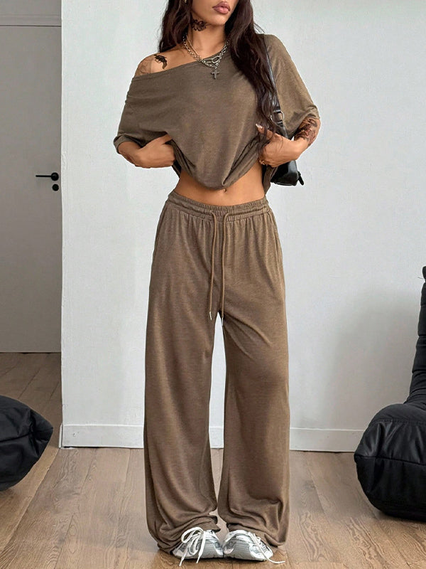 Casual Solid Colours Women'S Set