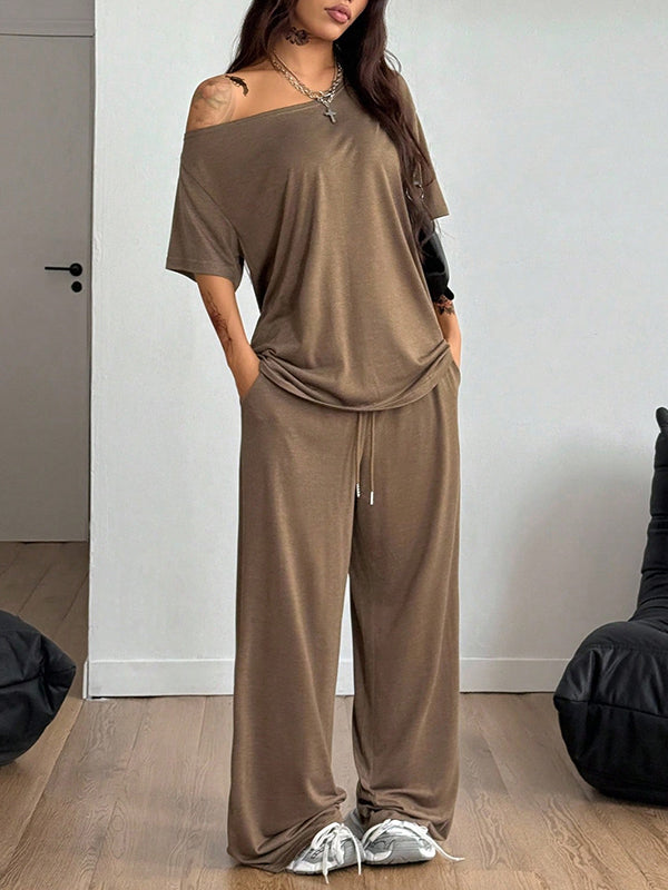 Casual Solid Colours Women'S Set