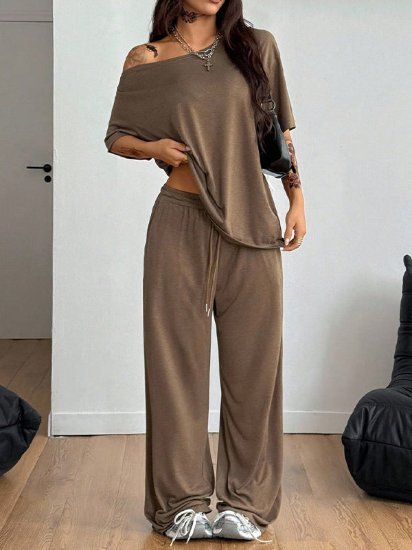 Casual Solid Colours Women'S Set