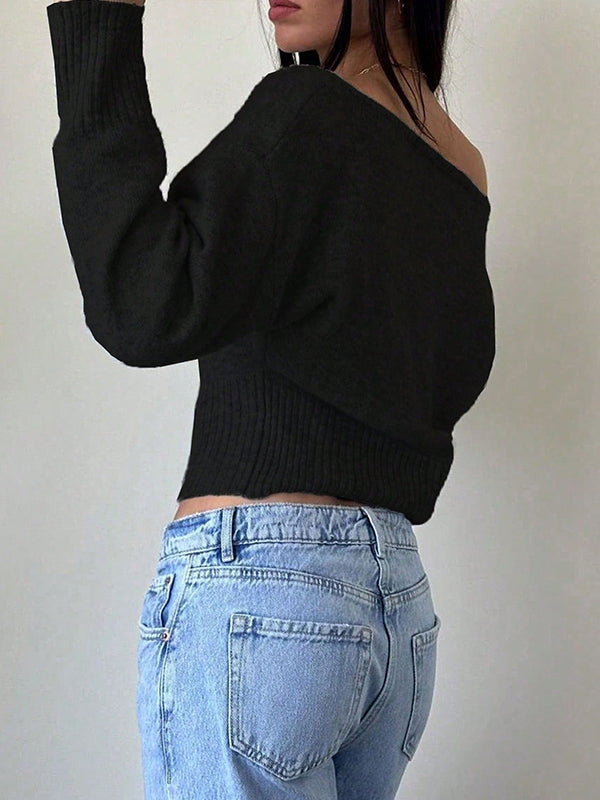 Loose Off-The-Shoulder Long Sleeve
