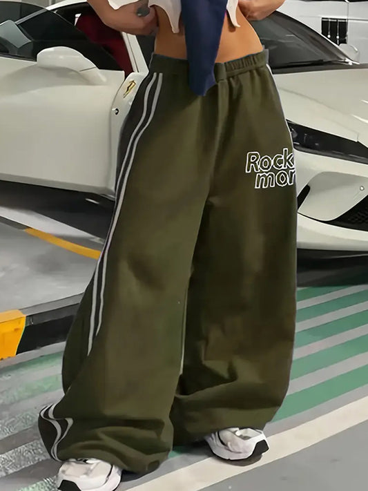 Two-Stripe Print Straight Leg Pants