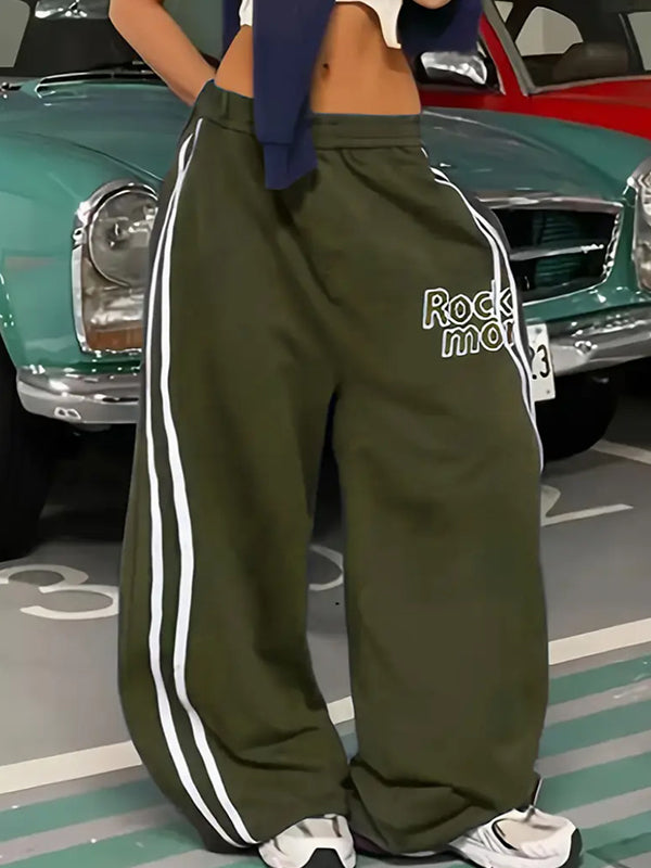 Two-Stripe Print Straight Leg Pants
