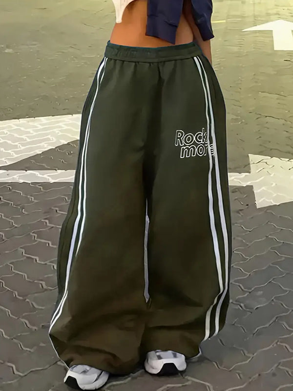Two-Stripe Print Straight Leg Pants