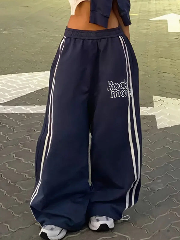Two-Stripe Print Straight Leg Pants