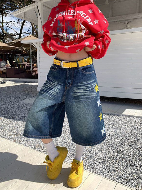 American Star Embroidery Denim Shorts
