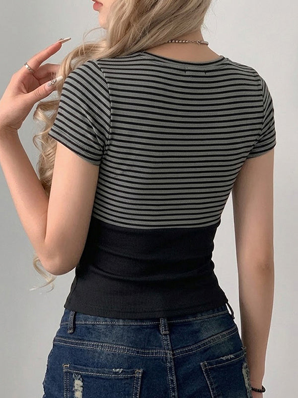 Lace Panels Short Sleeve