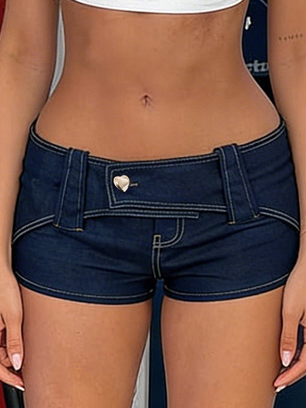 Low-Rise Faux Denim Shorts