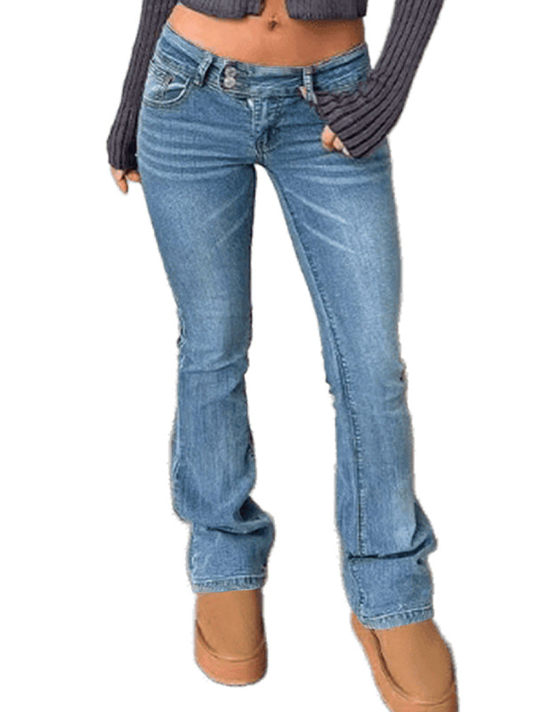 Washed Bleached Flare Jeans