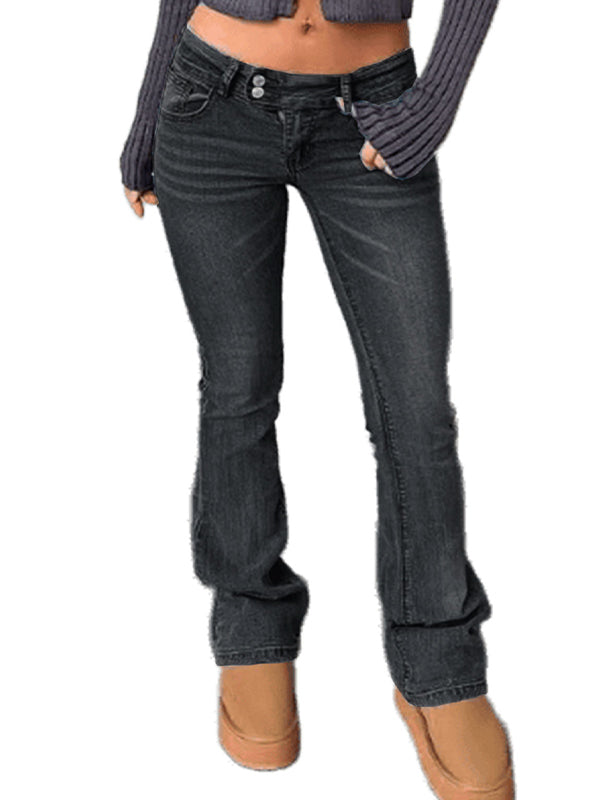 Washed Bleached Flare Jeans