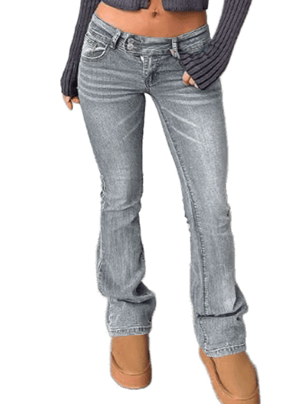 Washed Bleached Flare Jeans