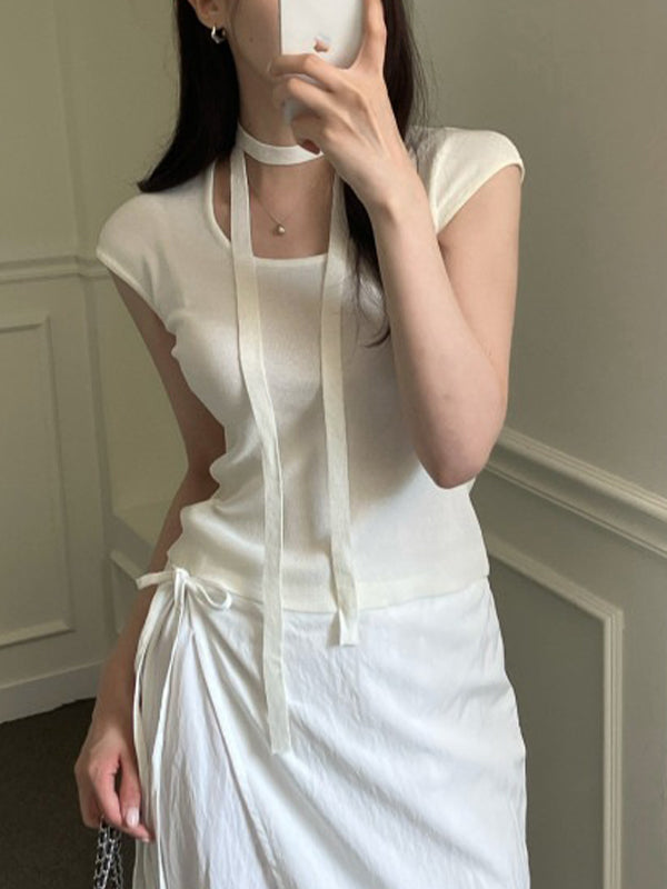 Fitted With A Sash Short Sleeve