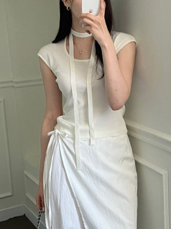 Fitted With A Sash Short Sleeve