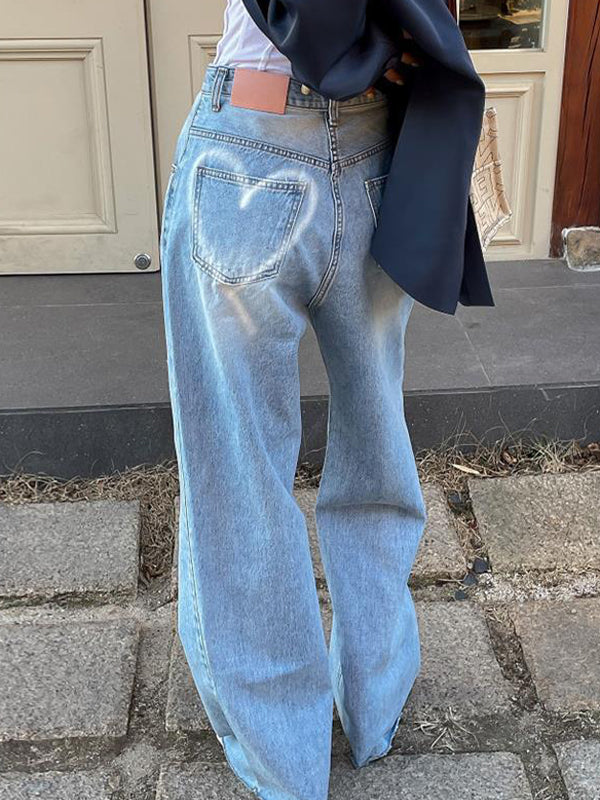 Heart-Shaped Print Boyfriend Jeans