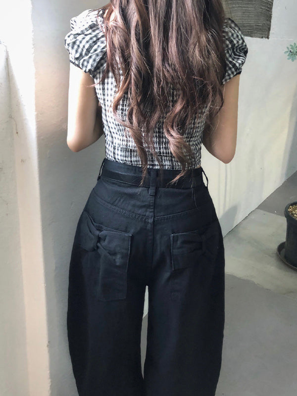 Pocket Bow Boyfriend Jeans