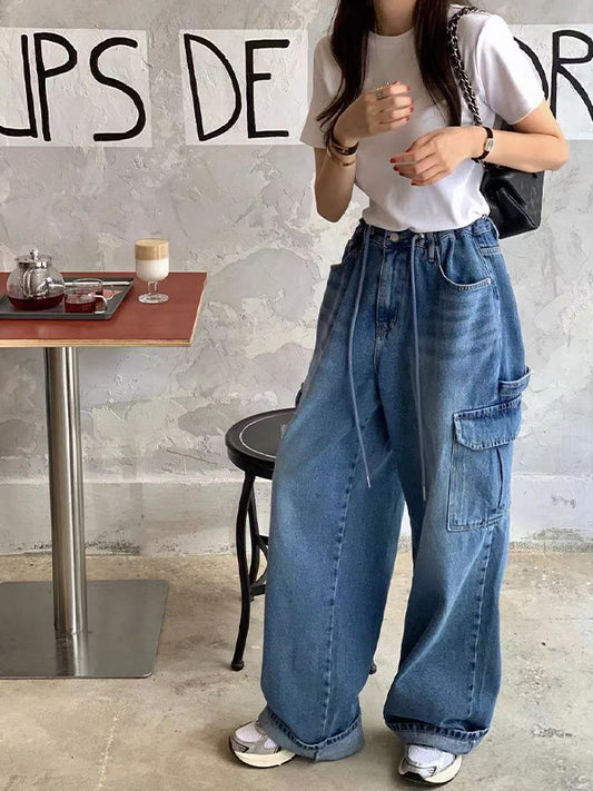 Versatile Drawstring Boyfriend Jeans