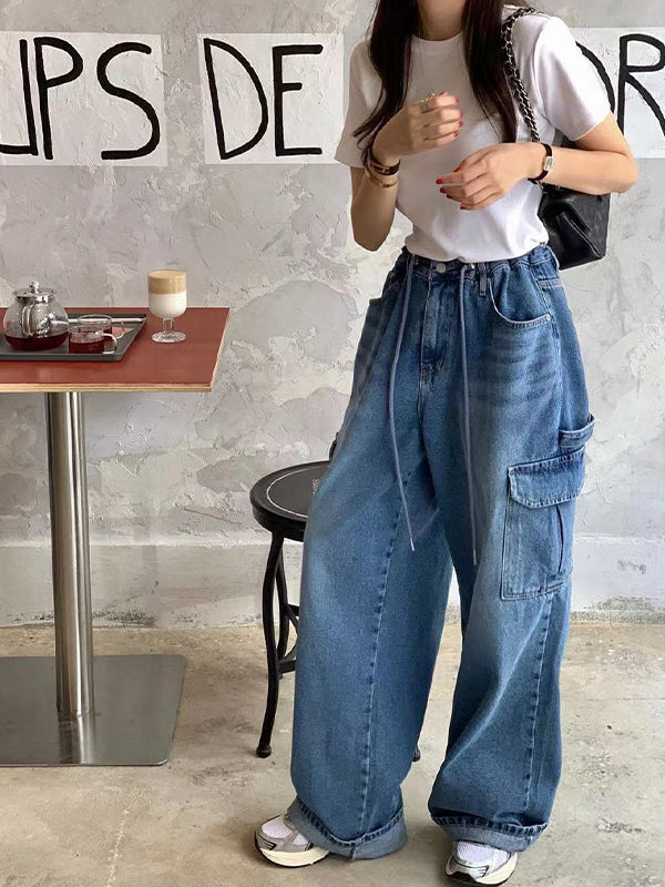 Versatile Drawstring Boyfriend Jeans