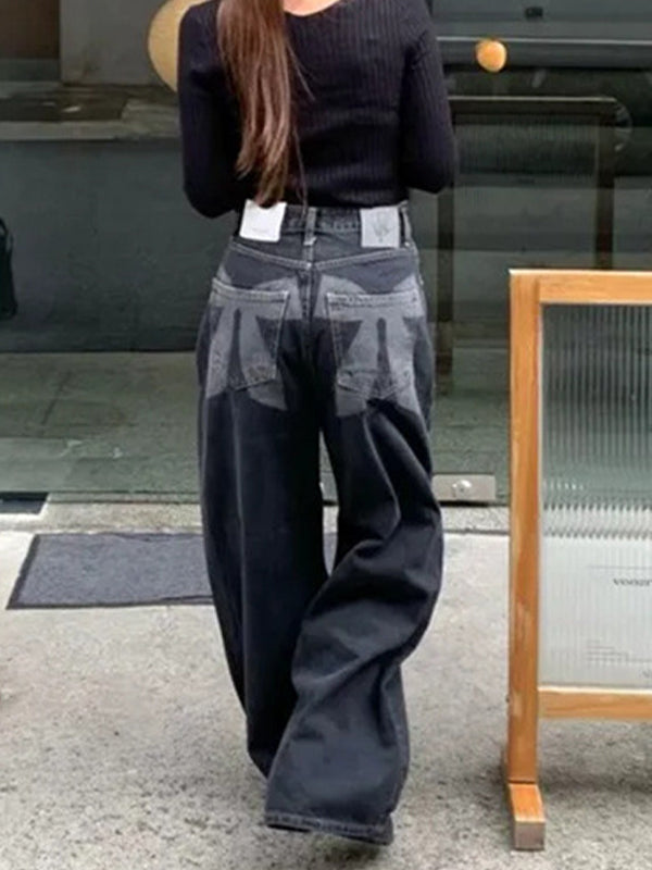 Pocket Bow Print Boyfriend Jeans