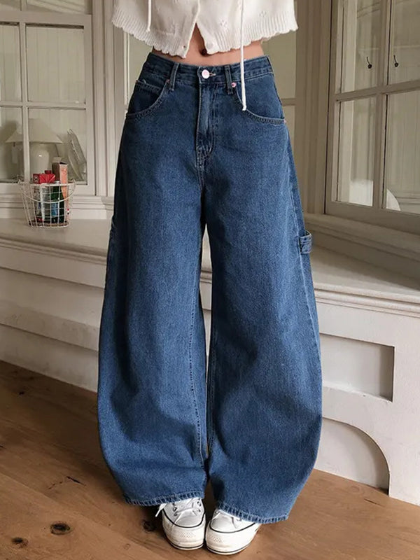 Checked Ribbon Letters Boyfriend Jeans