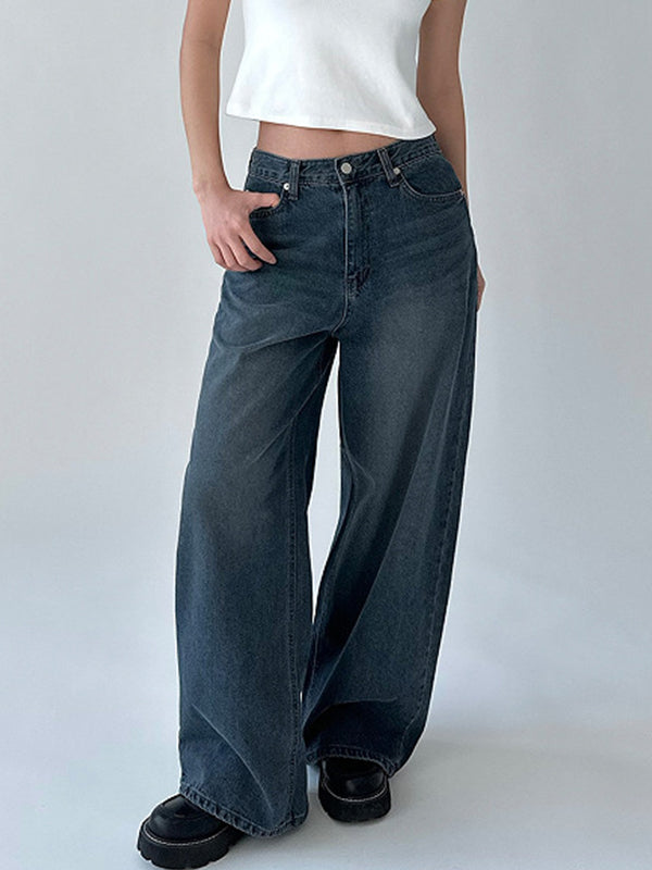 Wide-Leg Casual Boyfriend Jeans