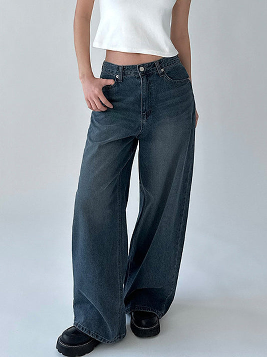 Wide-Leg Casual Boyfriend Jeans