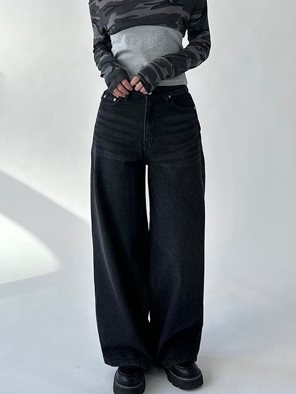 Wide-Leg Casual Boyfriend Jeans