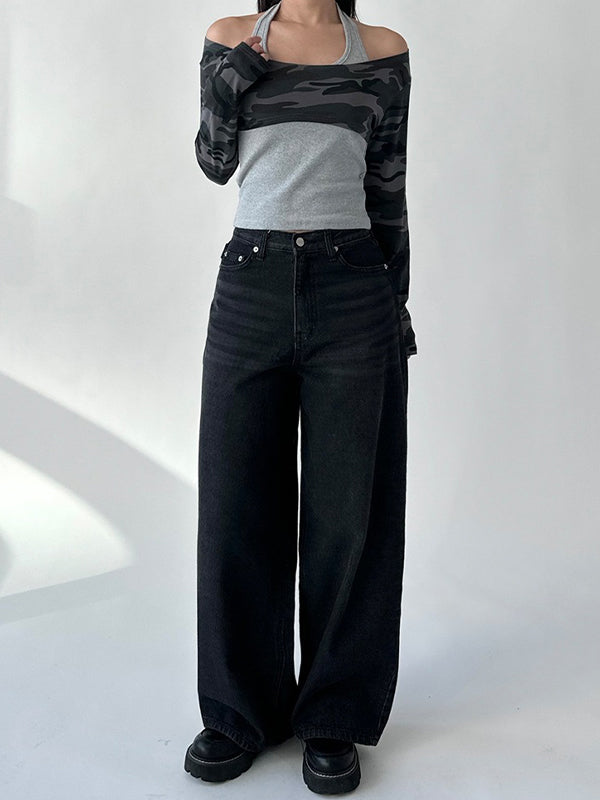 Wide-Leg Casual Boyfriend Jeans
