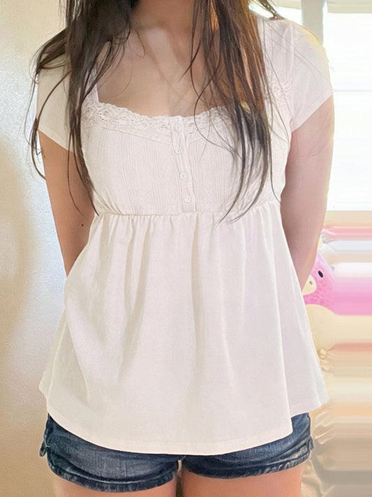 Sweet Girly Style Short Sleeve