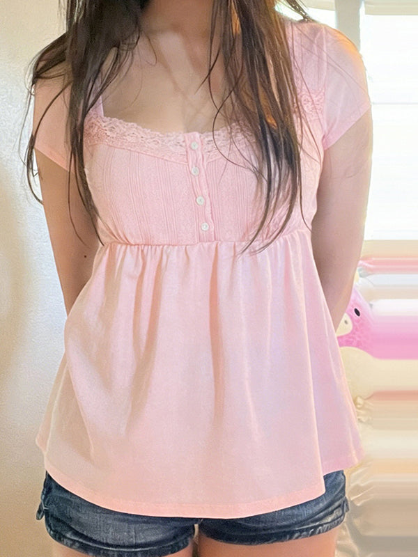 Sweet Girly Style Short Sleeve