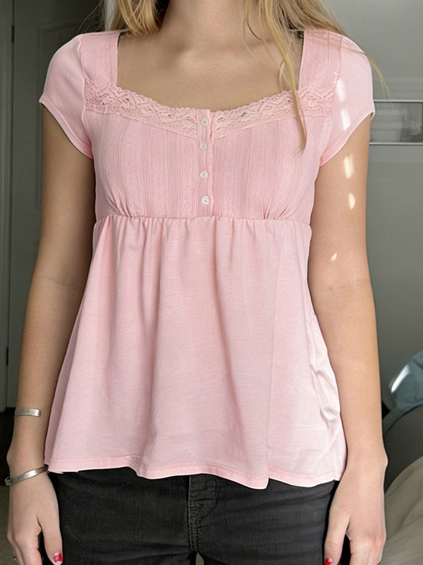 Sweet Girly Style Short Sleeve