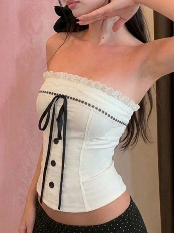 Lace Trim Detailing Bandeau Top