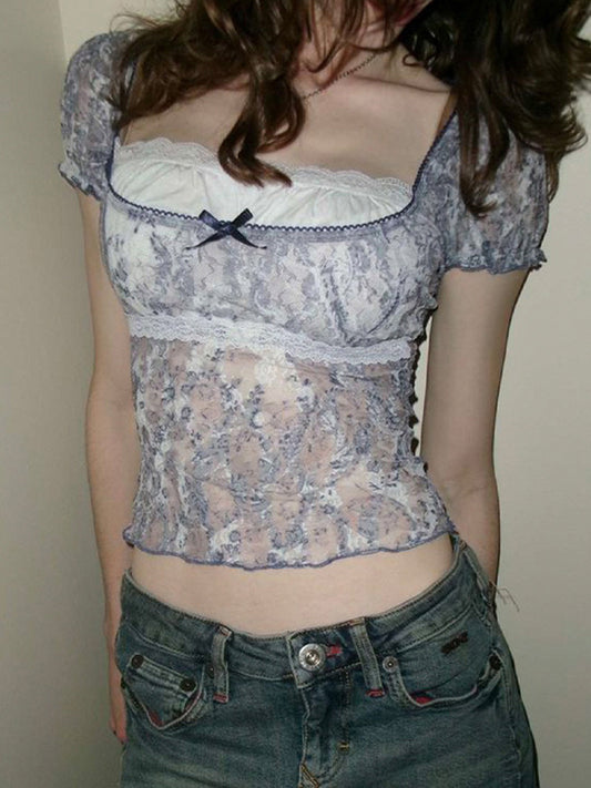 American Vintage Floral Print Short Sleeve