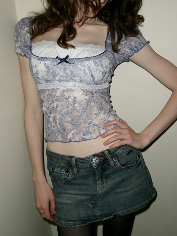 American Vintage Floral Print Short Sleeve