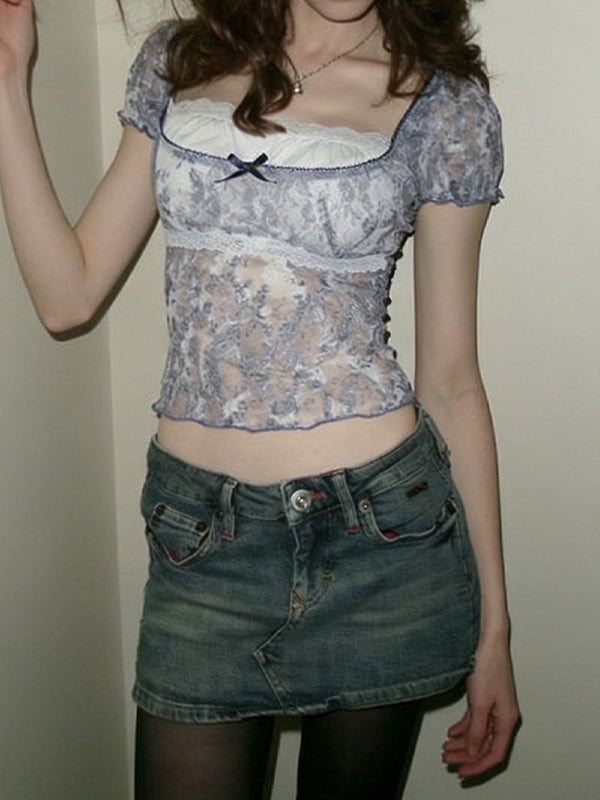 American Vintage Floral Print Short Sleeve