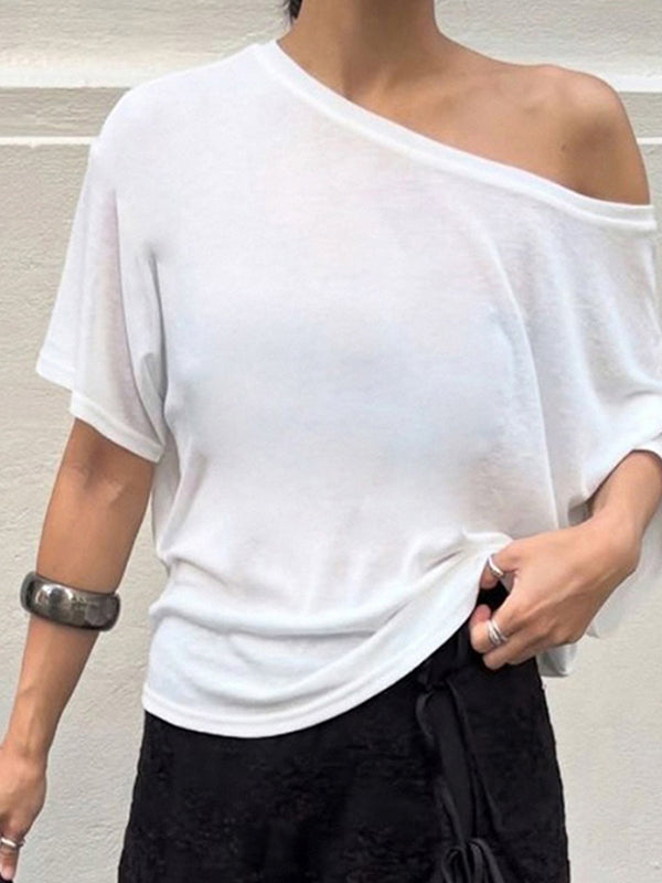 White Off-The-Shoulder Short Sleeve