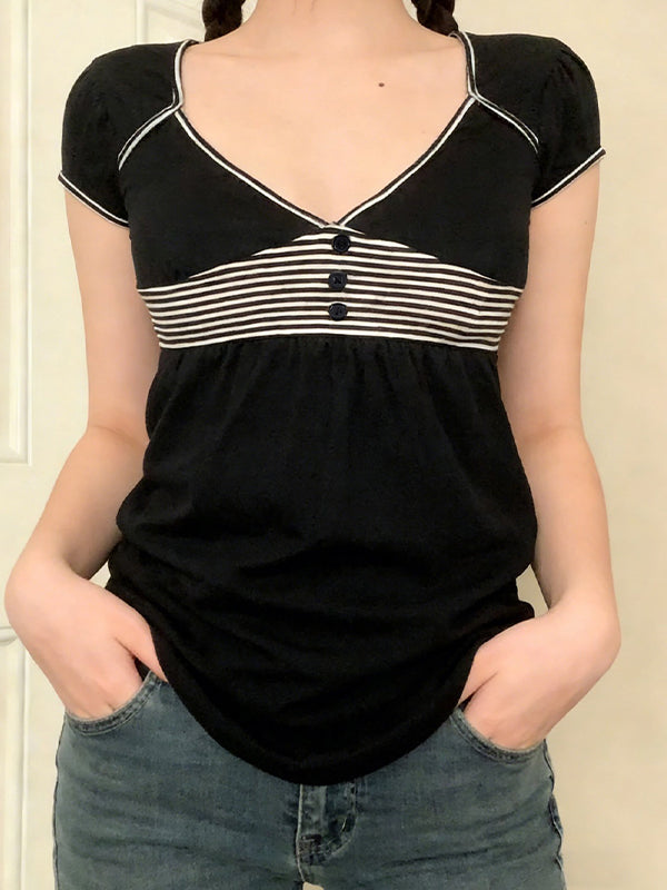Striped Patchwork Short Sleeve